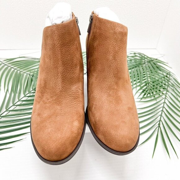 Lucky Brand Bellita Heeled Round Toe Brown Leather Ankle Boots Size 10 NWOB - Picture 2 of 12